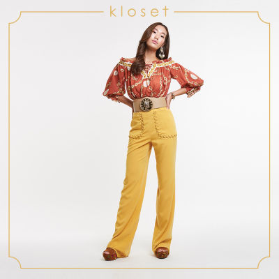 Kloset High Waisted Pants(SS20-P013)กางเกงแฟชั่น กางเกงขายาว เสื้อผ้าแฟชั่น