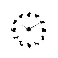 Diy Dachshund Wall Art Wiener-Dog Puppy Dog Pet Frameless Giant Wall Clock With Mirror Effect Sausage Dog Large Clock Wall Watch