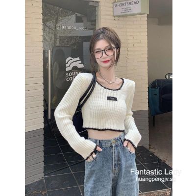 ◆▥ F L ❥ ( -) Pure Desire for Sweet Spice Girl Short Long Sleeve Knitwear Womens New Sweater Fashion Slim Undercoat