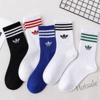 【hot sale】❉ D19 AD All-match Cotton Calf Socks Clover High Tube Sports Socks Unisex Korean Running Basketball Stockings