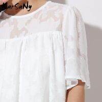 Womens Chiffon Blouse Summer 2022 Blue Flare Bell Sleeve Lace Tops Loose Shirts Green Womens Transparent Blouse Black Women