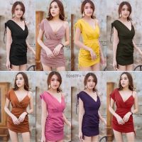 10167 Dress เดรสสั้น สายเดี่ยว ไหล่เดียว รูดเชือก Short dress, one shoulder strap, one shoulder drawstring