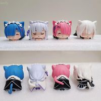 HOT!!!▨△ pdh711 4pcs Re Life In A Different World From Zero Anime Action Figures Rem Ram Emilia Echidna 4 Models Cute Cat Lying Position Dolls for Children Gift