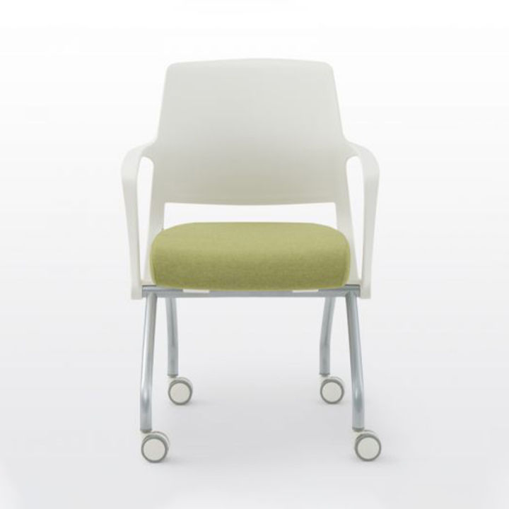 modernform-เก้าอี้อเนกประสงค์-รุ่น-u40-ขาเหล็ก-4-แฉก-มีล้อ-พนักขาว-เบาะหุ้มผ้าสีเขียว