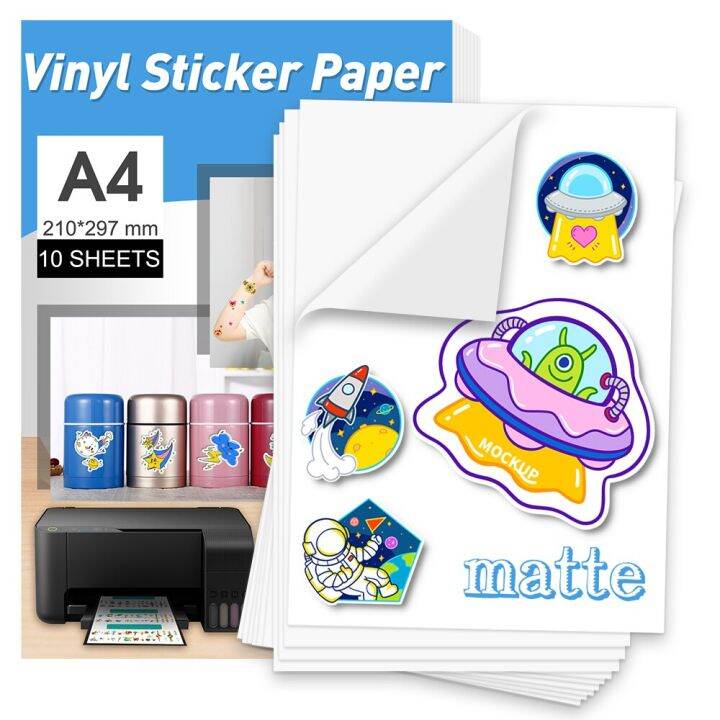 10s A4 Size Printable Vinyl Paper Sticker Matte White Waterproof Decal