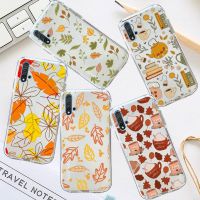 【 Nana Ko Electron】เคสมือถือโปร่งแสงฟักทองฤดูใบไม้ร่วงใบไม้ร่วงสำหรับ Huawei Honor P Mate Y 30 40 20 50 8 70 10 9 A I X C Pro Lite Prime Smart