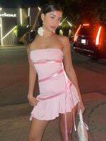 【CW】۩✓☋  Fantoye Strapless Pink Backless Elastic Female Hot Spil Clubwear