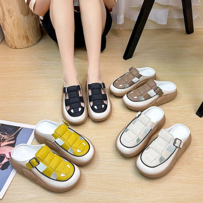 juscomart รองเท้าแตะสไตล์เกาหลีสีขาวสำหรับผู้หญิง