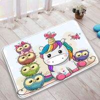 Cute Cartoon Owl Unicorn Bathroom non-slip Bath Mats lovely Animal Print Children Bedroom Carpet Entry Doormat Christmas Decor