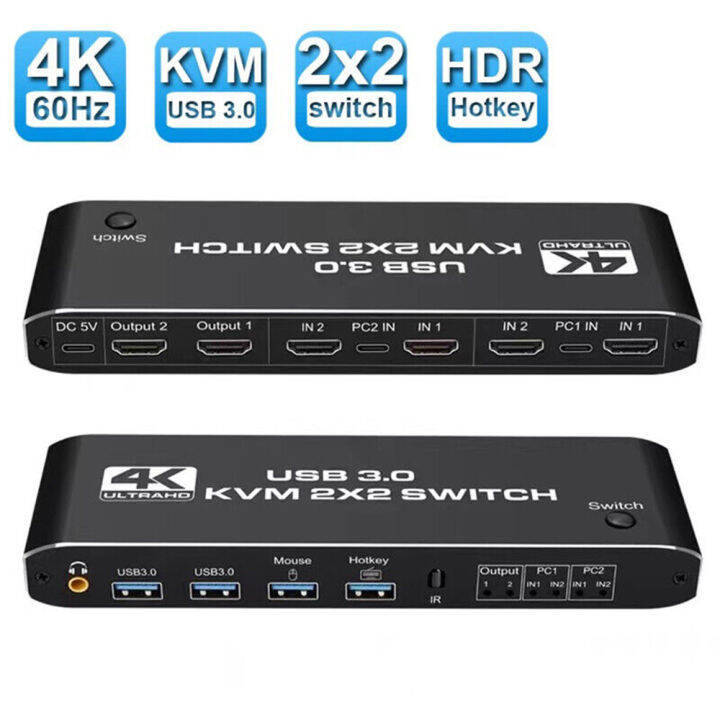 สวิตช์-kvm-สำหรับ-hdmi-จอภาพคู่4k-60hz-usb-3-0-kvm-สวิทช์2จอคอมพิวเตอร์แชร์2จอสำหรับแป้นพิมพ์แล็ปท็อป-pc