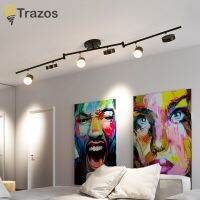 TRAZOS สปอตไลท์ LED นอร์ดิกไฟเพดานแบบหมุนได้หลายหัวสีดำสีขาวสำหรับห้องนอนห้องนั่งเล่นห้องรับประทานอาหารไฟร้านกาแฟ