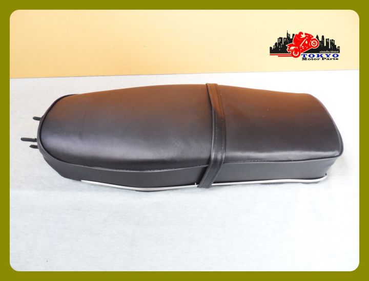 honda-c92-c95-black-complete-double-seat-assy-with-chrome-trim-เบาะ-เบาะรถมอเตอร์ไซค์-สีดำ-มีคิ้วโครเมี่ยม-สินค้าคุณภาพดี