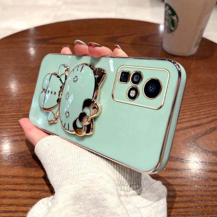 เคสโทรศัพท์กระจกแต่งหน้าพับได้สำหรับ-infinix-zero-x-neo-infinix-zero-x-pro-x6811b-x6811-x6810แมวการ์ตูนน่ารักมีที่ยึดอเนกประสงค์เคสหลังเคสเนื้อนิ่มเคลือบผิวด้วยไฟฟ้า-tpu