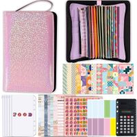 A6 Budget Binder Money Organizer PU Leather Notebook Planner with Cash Envelopes Budget Cards English Letter Stickers Label