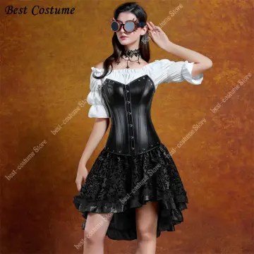 Gothic Plus Size Leather Halterneck Steel Boned Overbust Corset And Bustier  Tops Women Shaper Body Vintage Steampunk Corselet