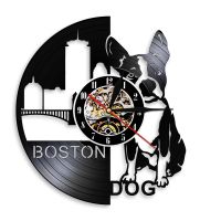 Dog Pet Shop Sign Wall Art Boston Terrier Dog Wall Clock Dog Breeds French Bulldog Vinyl Record Wall Clock Puppy Dog Owners Gift