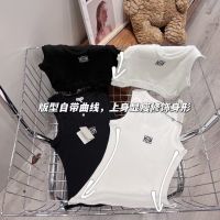 Yang Mis Same Style Vest Luojia Pure Cotton Thread Embroidered LOGO Sleeveless Camisole Long And Short Bottoming Shirt For Women