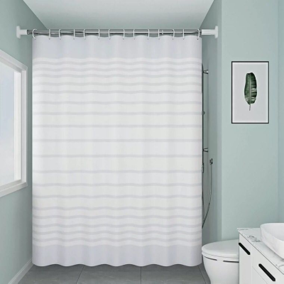 Plastic Shower Curtains PEVA White Striped Bath Screen for Home Ho Bathroom Waterproof Mold Proof Curtain with Hooks