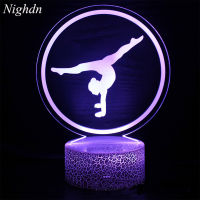 Artistic Gymnastics 3D Night Light for Room Decor USB Remote Control LED Optical Illusion 3D Lamp Kids Birthday Christmas Gift