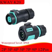 KWAY K20 Waterproof IP68 Aviation Fixed Movable Male Plug Female Socket 2-3-4 core 5-7-9P 12 Pin Outdoor Power Quick Connector