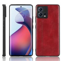 สำหรับ Motorola Edge 30 Fusion/moto S30 Pro การเย็บผิวลายวัว + PU + เคสโทรศัพท์ TPU (สีแดง)