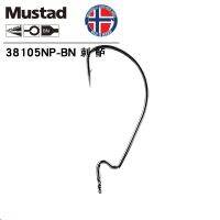 Mustad 38105ข้อเหวี่ยงงอเบ็ดตกปลาปลาคาร์พเหยื่อตกปลาอ่อนปลาได้เหยื่อล่อแบบเหยื่อหนอนตะขอตกปลาเหล็กกล้าคาร์บอนสูงมีหนามเหยื่อปลอม