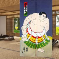 Noren Japanese Style Doorway Curtain Three Sumo Wrestles Printed Window Treatment Door Tapestry for Home Decoration 33.5" x 59", Red