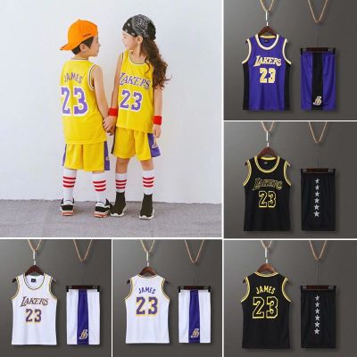 Fashion Kids Basketball Jersey Set NBA Los Angeles Lakers No.23 James Uniform Sports Clothing 4 Colors