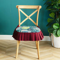 Flower Design Cushion Mat With Drooping Edge Nordic Style Dining Chair Cushion With Straps Soft Seat Cushion Office Chair Mat