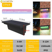 Letabitha Lampu Tenaga Surya 2ชิ้น3000K/6000K มุมกว้าง120องศาบันไดสวนกลางแจ้งรั้วโคมไฟผนังรั้ว