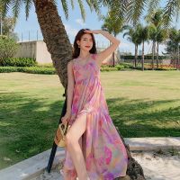 Summer the holiday dress printing v-neck backless dress sexy dress seasides