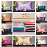 ❇✜❇ 25 color/2pcs set Satin Soft Silk Solid Pillowcase 1 pc bolster case 100 Quality Cool Feeling Pillow cover koXo