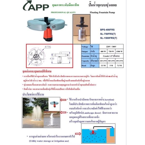 ปั๊มน้ำพุทุ่นลอยเสื้อแสตนเลส-รุ่น-sl-750frs-ขนาด-1แรง-และ-sl-1500-2-แรง-ยี่ห้ออาวานา-awana-มีไฟ220v-380v