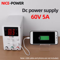 Nice power dc power supply บค่าได้ 60V 5A USB DC Voltage Regulator Lab Power Supply Regulated Stabilizer Bench Source DIY for PCB repair