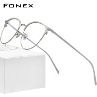 FONEX Pure Titanium Glasses Frames Men Vintage Retro Round Myopia Optical Prescription Eyeglass Women Korean Eyewear F85655