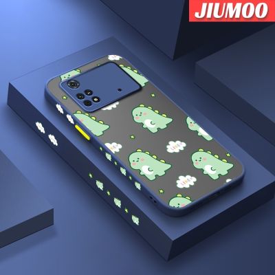 เคส JIUMOO สำหรับ Xiaomi Poco X4 Pro 5G Poco M4 Pro Poco C40การ์ตูนไดโนเสาร์ตัวน้อยแฟชั่นเคสแข็งกันกระแทกเคสป้องกันเลนส์กล้องขอบสี่เหลี่ยมปลอกซิลิโคนนิ่มคลุมทั้งหมด