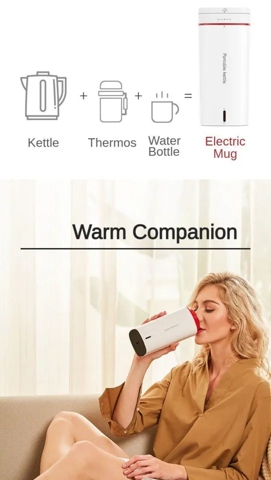 Portable Electric Kettle Thermal Cup Coffee Travel Water Boiler