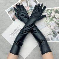 卍◘ TG-32 Sexy Women Long Gloves Patent Leather Elbow Length Finger Gloves for Ladies Prom Nightclub Wedding Pageant Perform