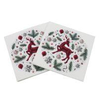 20Pcs/Bag Modern Christmas Reindeer Pattern Disposable Lunch Napkins Comfortable Paper Napkins Square for Living Room