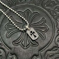 [TOP] Chrome Heart S925 Silver full diamond hollow cross small tag necklace clavicle chain