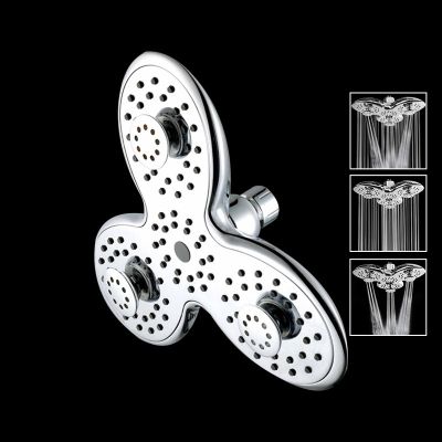 ☾✓ ABS Bathroom Shower Head Petal Shape 3 Functions Bathroom Accessories Top Shower Head Rainfall Jetting Shower SPA Shower Head