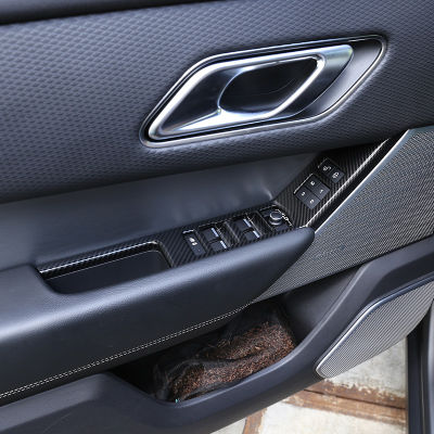 สำหรับ R Ange Rover VELAR 2017-24 ABS คาร์บอนไฟเบอร์เงินรถหน้าต่างลิฟท์ปุ่มกรอบปกตัดสติกเกอร์อุปกรณ์เสริมในรถยนต์