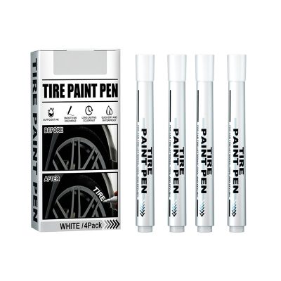 4pcs Automobile White Paint Pen Waterproof Car Wheel Tire Oily Ink Painting Mark Pens Rubber Tyre Tread Permanent Marker