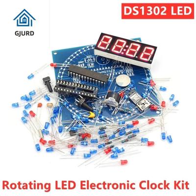 GJURD DIY DS1302 C8051 อุณหภูมิ ไฟ LED การควบคุมแสง จอแสดงผล LED นาฬิกาปลุก โมดูลนาฬิกา ชุดโคมไฟน้ำ LED หมุน
