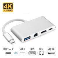 4in1 USB 3.1 Type C Multiport Adapter USB-C 3.1 to RJ45 HDMI USB-A 3.0 Type c Gigabit Ethernet Hub