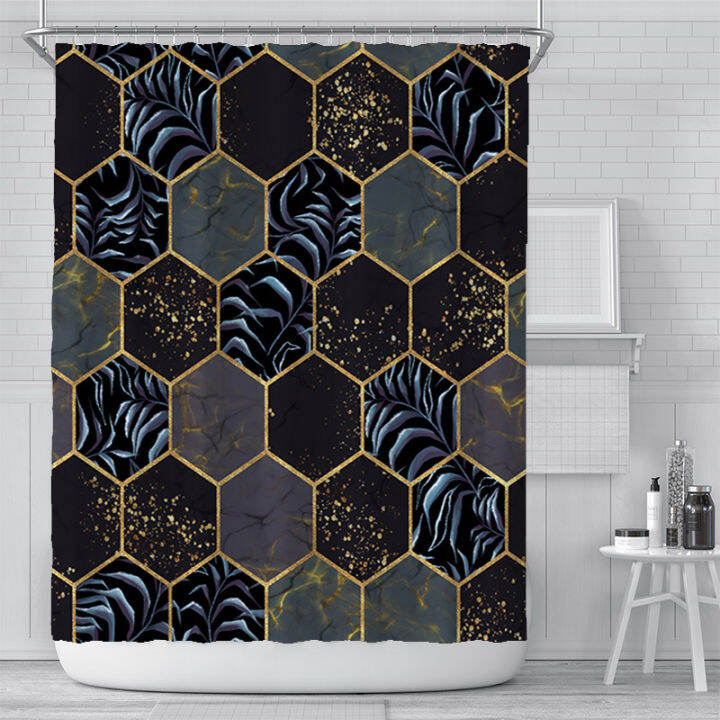 2021-simplicity-geometric-marble-shower-curtains-white-black-check-pattern-bathroom-curtain-waterproof-home-decor-bath-screen