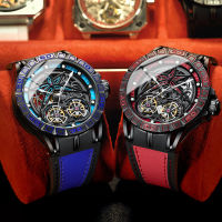Binbang Binbond Automatic Large Dial Hollow Mechanical Watch Trendy Mens Watch Double Tourbillon Transparent Bottom