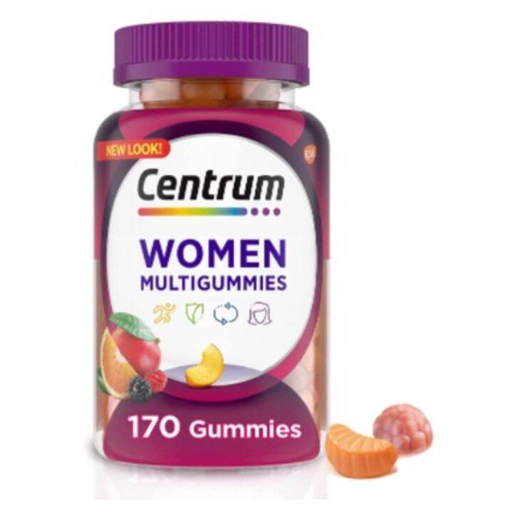 Centrum Women Multivitamins Supplement Gummies Vitamin D3 B6 B12 Biotin Fruit Flavor 170 Count