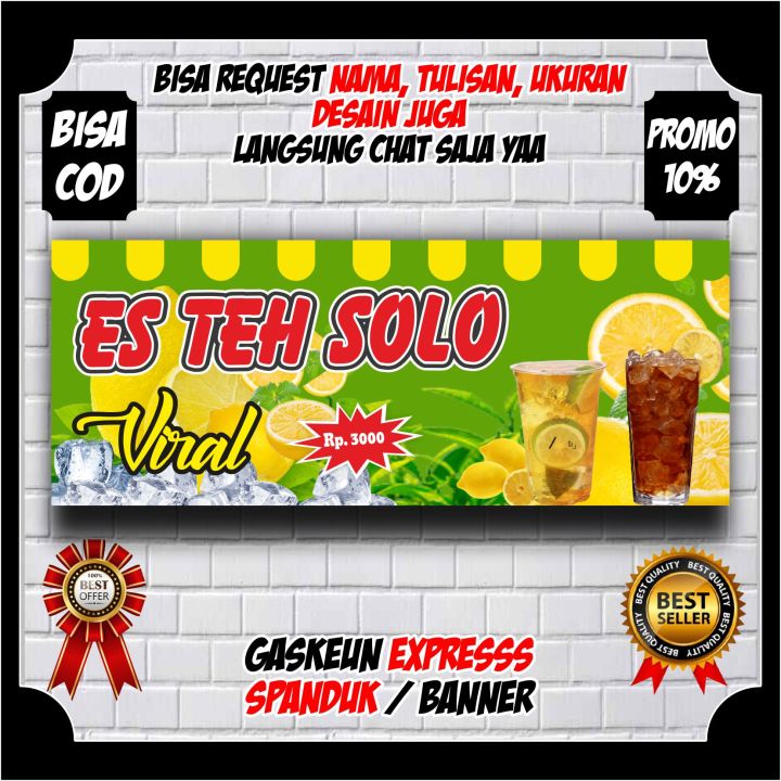 Spanduk Banner Es Teh Solo Viral Seger Spanduk Jualan Minuman Es Teh Spanduk Custom Ukuran 8252