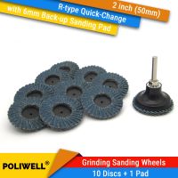 10PCS 2 Inch(50mm) Roll Lock R-Type Quick Change Grinding Sanding Sandpaper Wheels 6mm Sanding Pad for Polishing Deburring